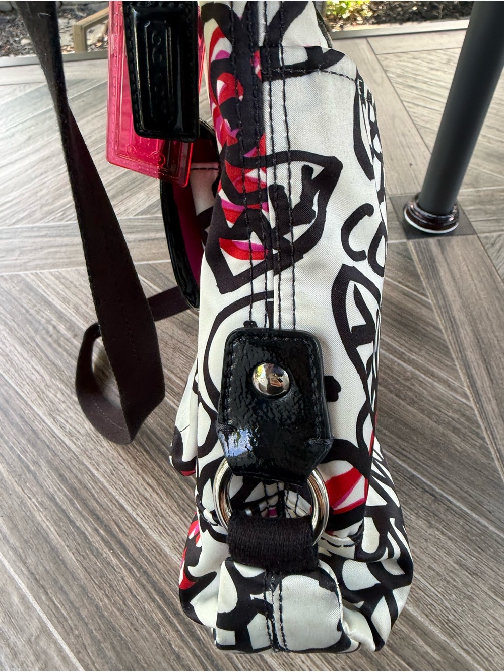Coach Poppy White Floral Graffiti Crossbody with Black & Pink Accents - Picture 8 of 9